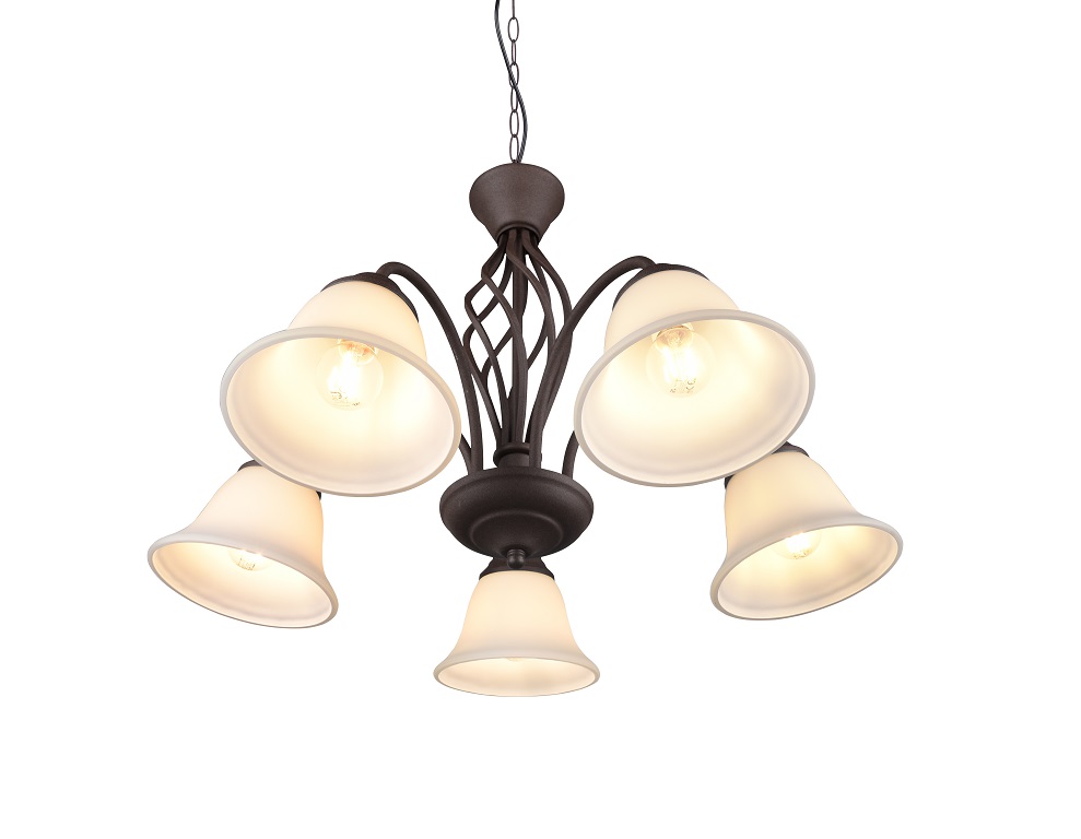Trio Leuchten 101000524 RUSTICA - Závěsný rustikální lustr v hnědé barvě 5 x E14, Ø 60cm