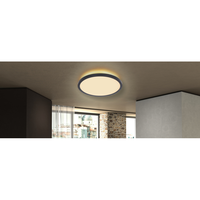 Globo 41562-18B SAPANA - Stropní koupelnové černé svítidlo stmívatelné vypínačem, LED 18W, 3000K, Ø 30cm