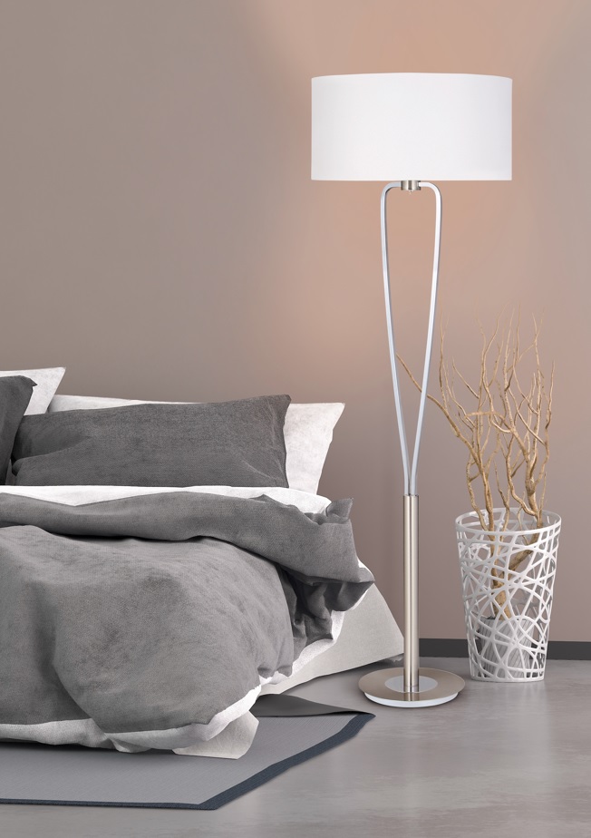 Trio Leuchten 400200107 PARIS II - Moderní stojací lampa s textilním stínidlem, 160cm