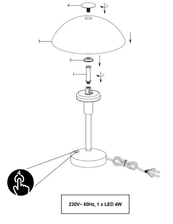 Trio Leuchten 525790107 DONNA - Dotykem LED stmívatelná lampička k posteli, matný nikl, LED 4W, 3000K