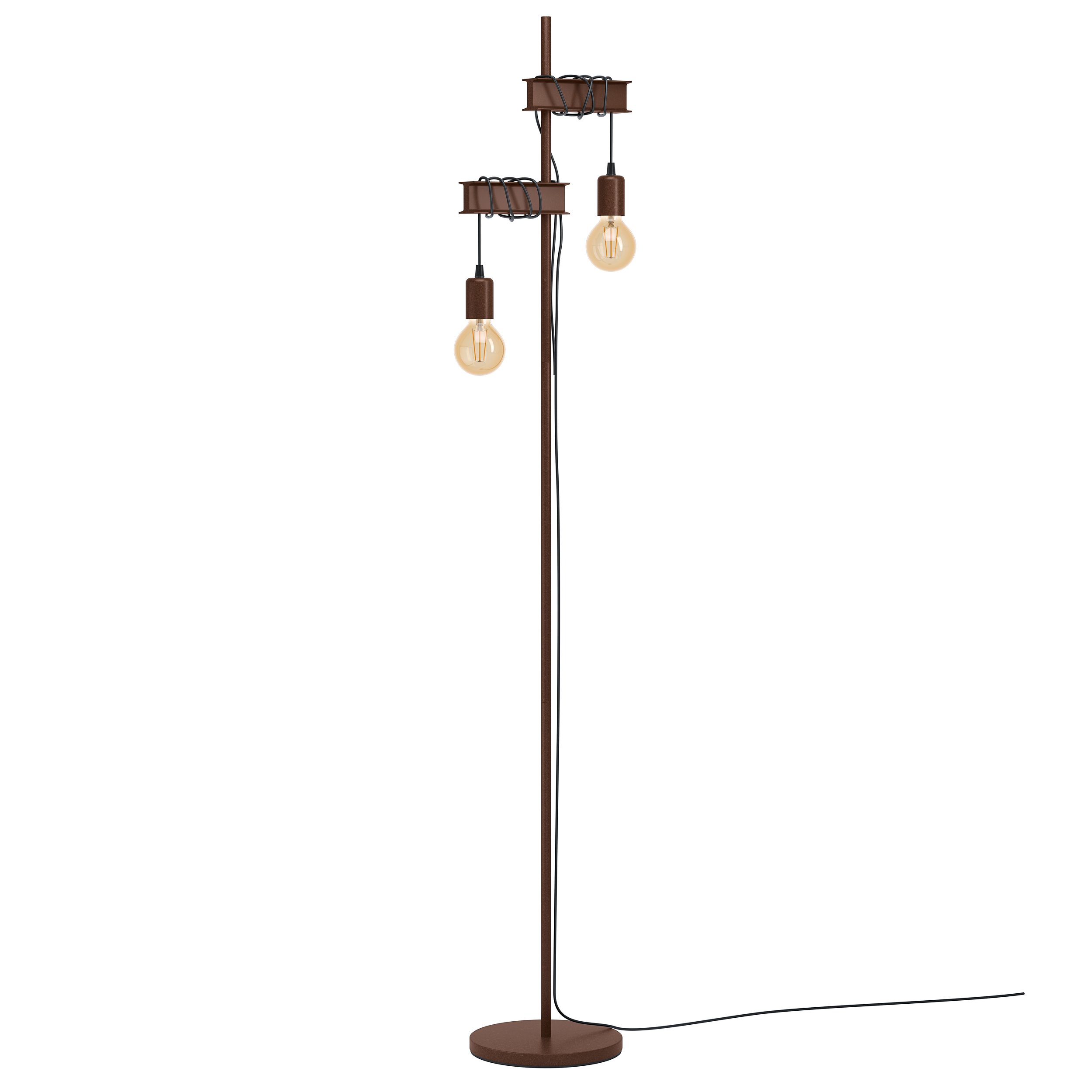 Eglo 43526 TOWNSHEND 4 - Stojací retro lampa v hnědé barvě 2 x E27, výška 169cm