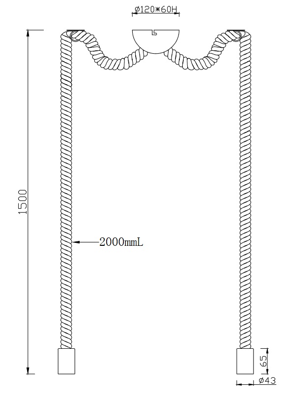Trio Leuchten 310100204 ROPE - Závěsné dvouramenné svítidlo s lanovými závěsy 2 x E27
