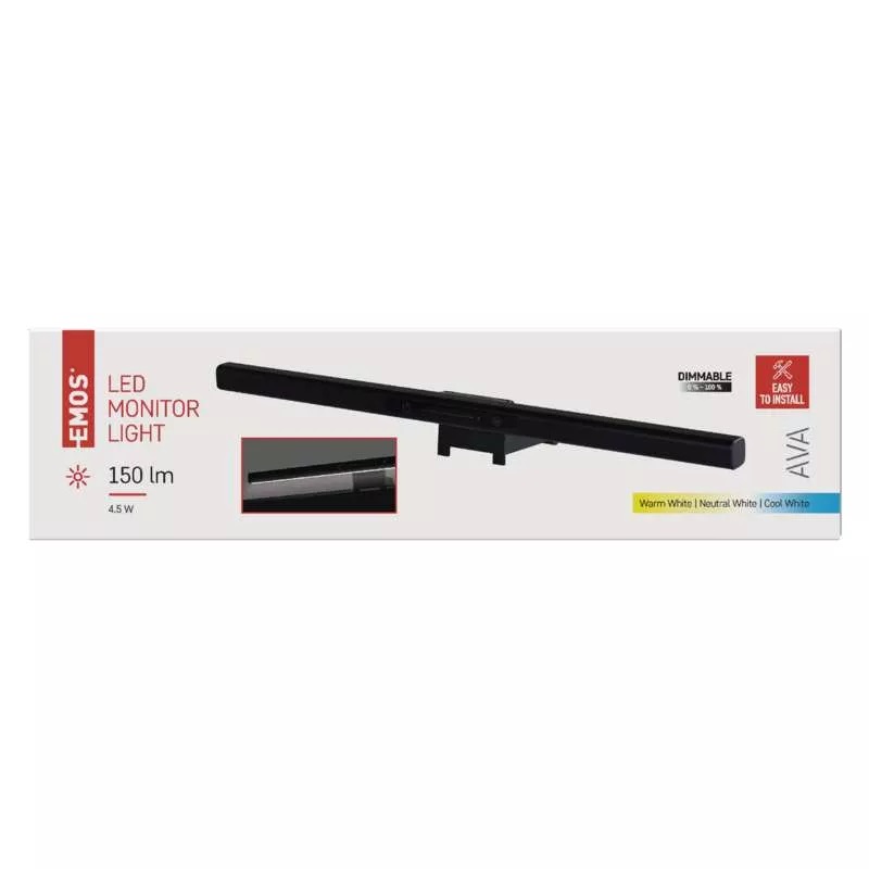Emos Z7617 AVA - LED stmívatelné svítidlo na monitor / notebook napájené z USB, 3000K, 4000K, 5000K, 46cm