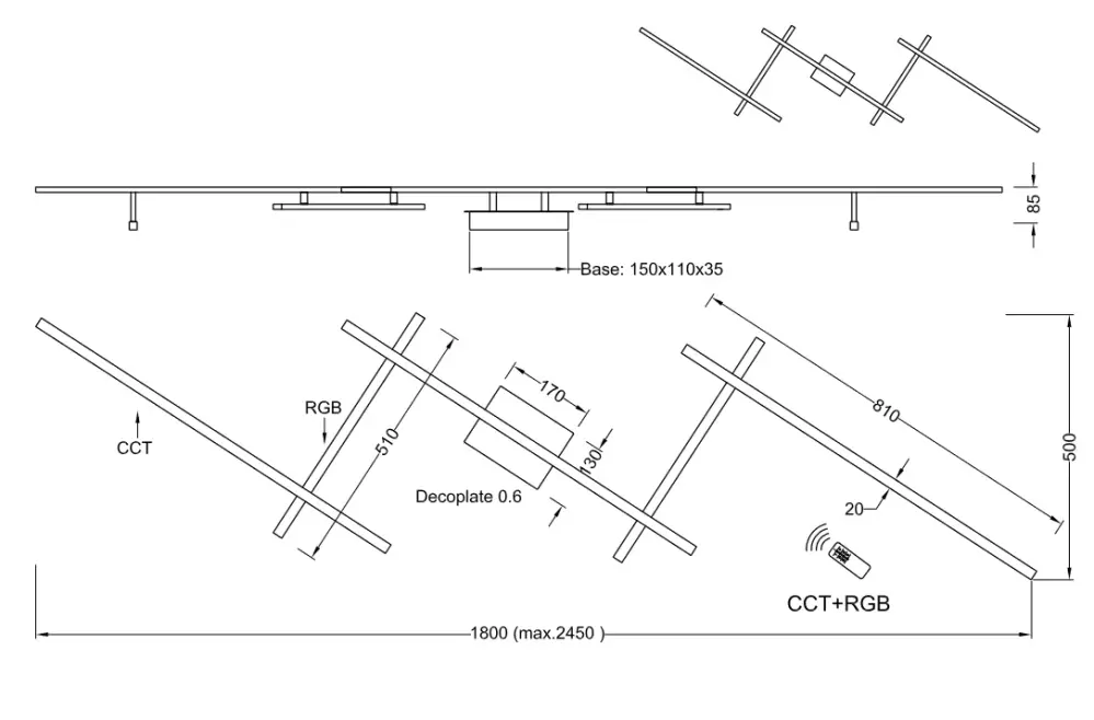 Trio Leuchten 628410532 ARVIN - LED stropní svítidlo s dálkovým ovladačem, LED 22W + RGB (do stropu ), 2700 - 6500K, 245cm