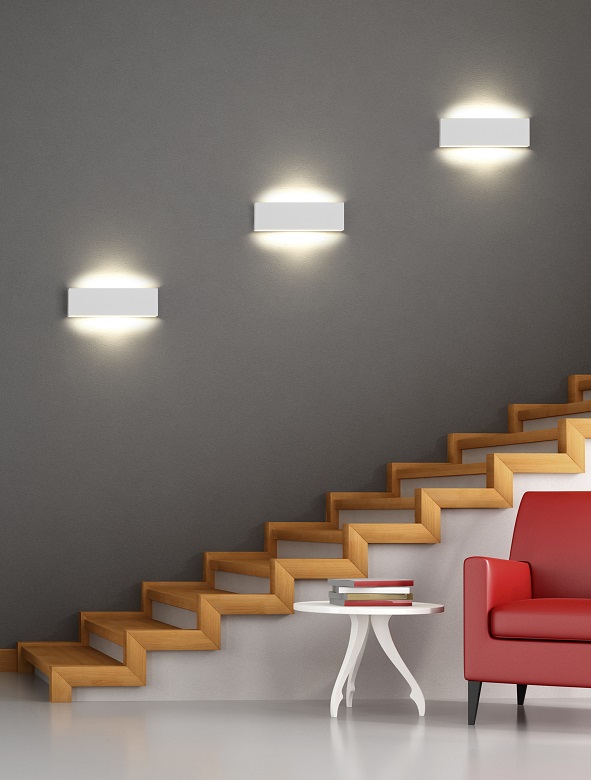 Trio Leuchten 225172931 CONCHA - LED nástěnné obousměrné svítidlo v bílé barvě stmívatelné klasickým vypínačem, LED 12W, 3000K, 28cm