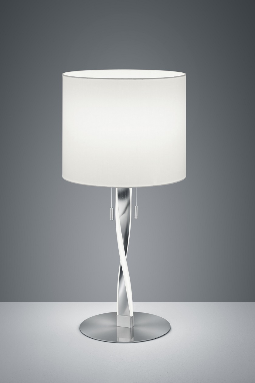 Trio Leuchten 575310307 NANDOR - Moderní stolní LED lampa s textilním stínidlem a tahovými vypínači 1 x E27 + LED 6W, 3000K, výška 62cm
