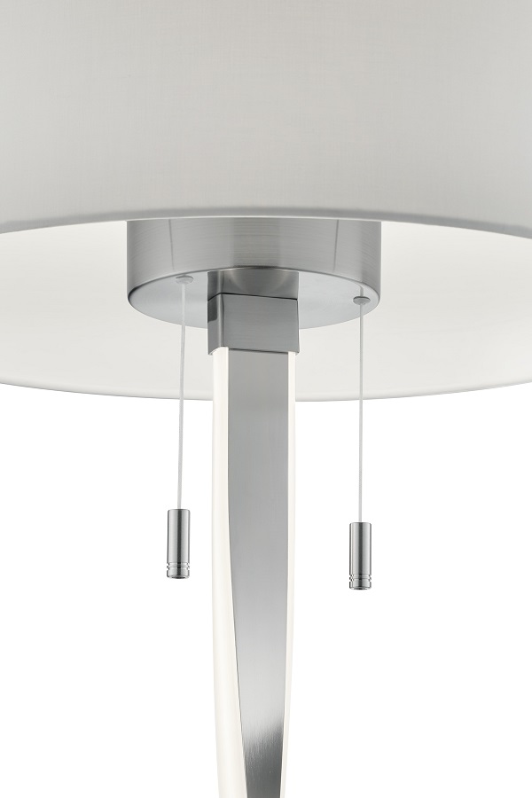 Trio Leuchten 475310307 NANDOR - Moderní stojací LED lampa s textilním stínidlem a tahovými vypínači 1 x E27 + LED 14W, 3000K, výška 160cm
