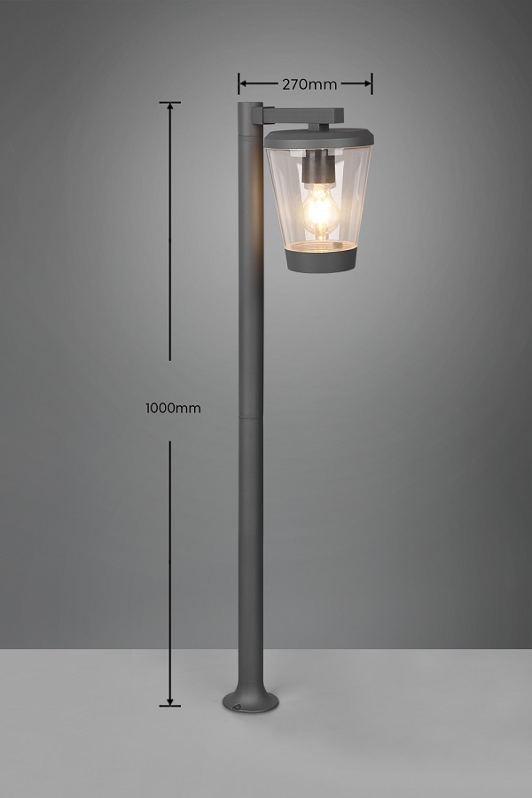 Trio Leuchten 411060142 CAVADO - Stojací venkovní svítidlo v šedé barvě antracit 1 x E27, IP44, 100cm