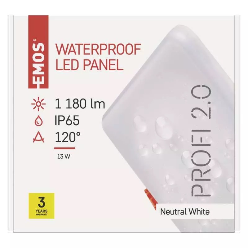 EMOS ZV2142 VIXXO - LED panel čtvercový vestavný bílý, 13W, 4000K, IP65, 15,5 x 15,5cm