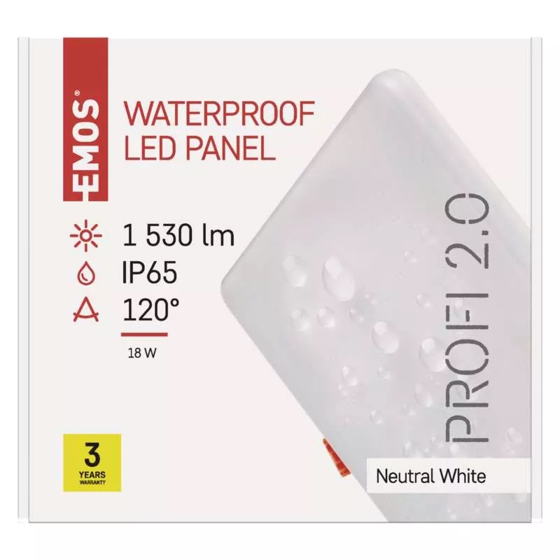 EMOS ZV2152 VIXXO - LED panel čtvercový vestavný bílý, 18W, 4000K, IP65, 18,5 x 18,5cm