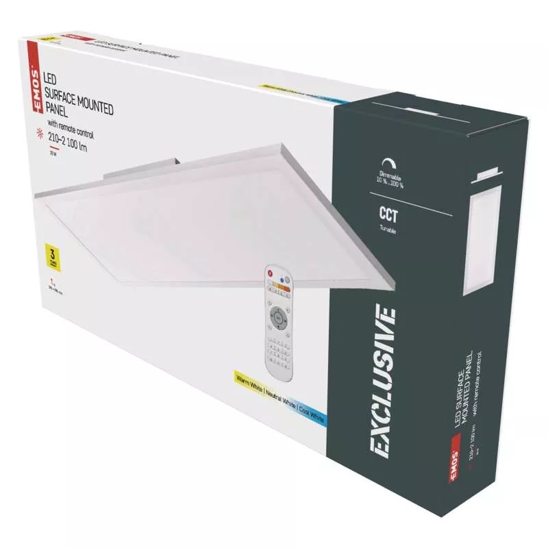 Emos ZM5172 EXCLUSIVE - Stropní obdelníkové svítidlo stmívatelné dálkovým ovladačem, LED 25W, 2700–6000K, 60 x 30cm
