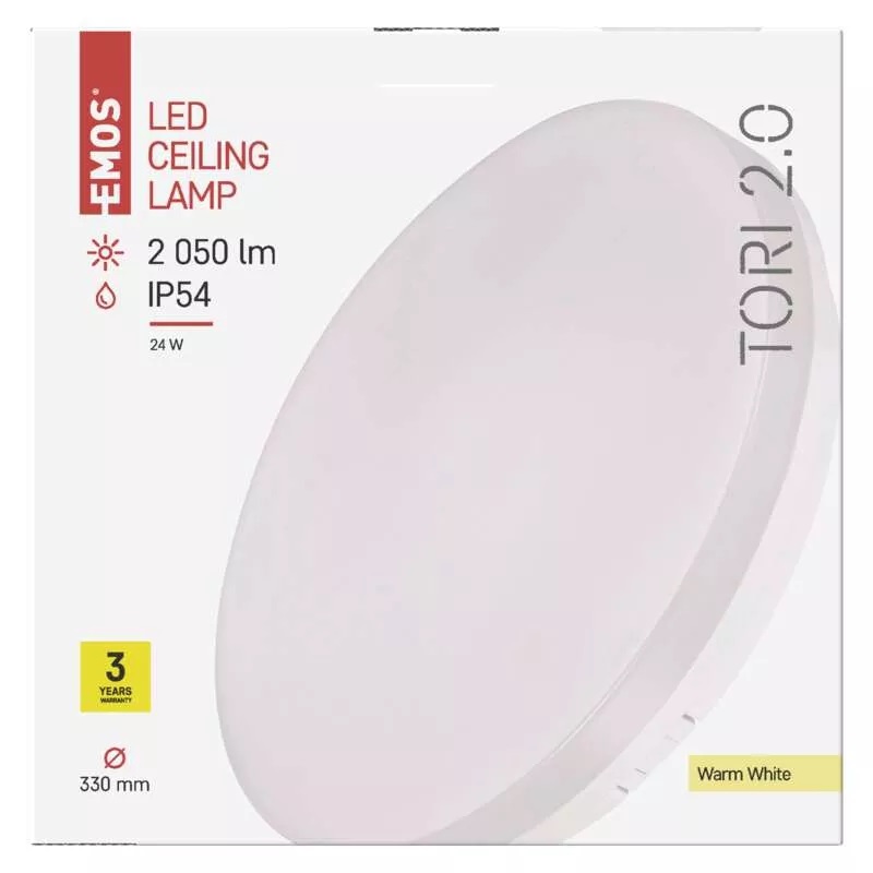 EMOS ZM4122 TORI - Koupelnové stropní LED svítidlo 24W IP54, 3000K, Ø 33cm