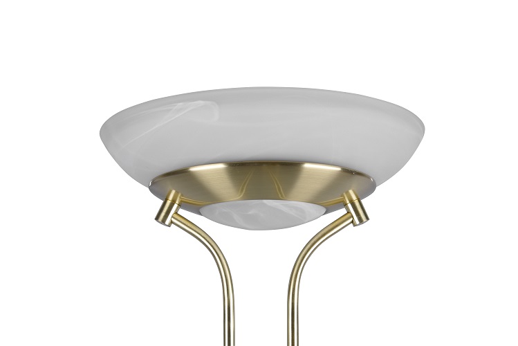 Trio Leuchten R40073508 ORSON- Moderní stojací LED stmívatelná lampa v matné mosazi, LED 28W + 6W, 3000K, 180cm