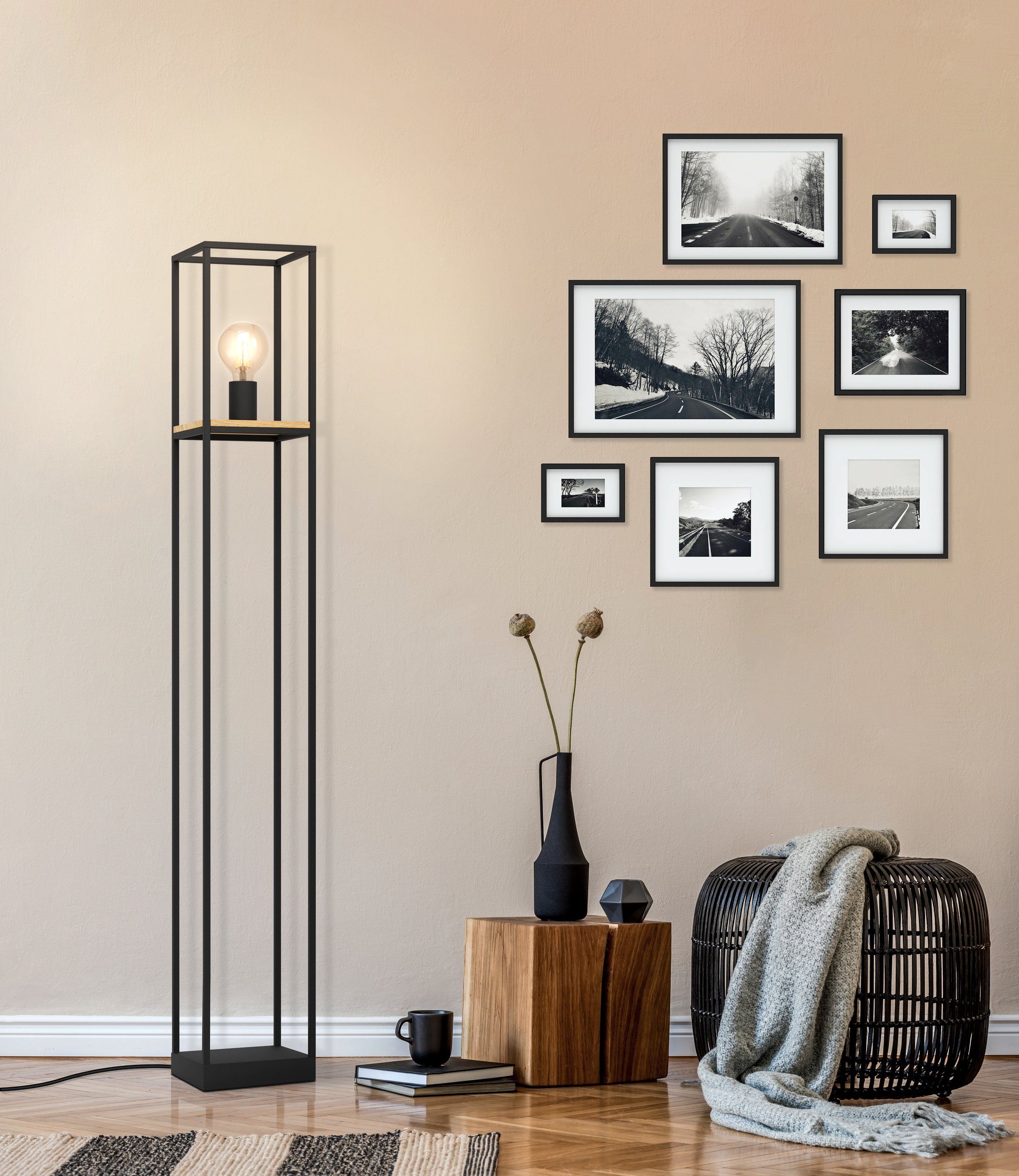 Eglo 99798 LIBERTAD - Stojací lampa se dřevem, 1 x E27, 128cm