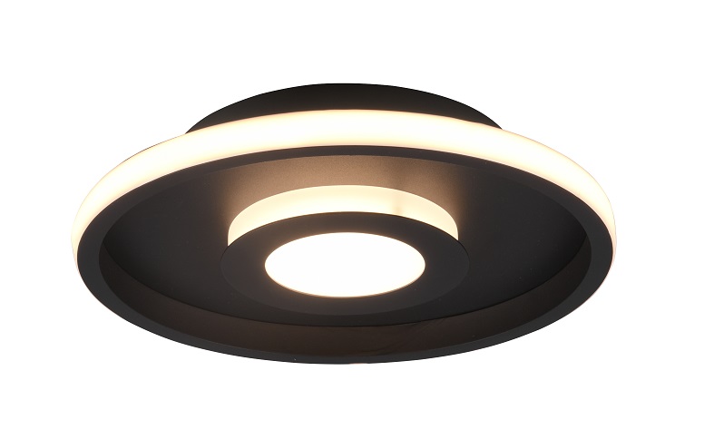 Trio Leuchten 680810332 ASCARI - Stropní černé svítidlo stmívatelné vypínačem IP44, Ø 30cm, 28W, 3000K