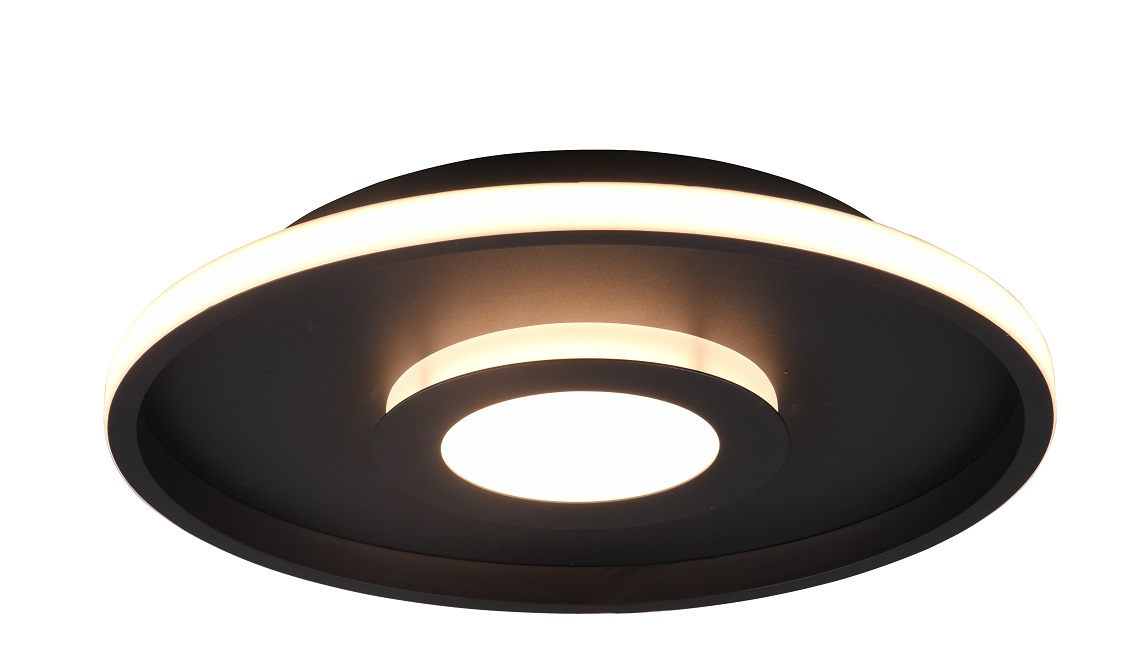 Trio Leuchten 680819332 ASCARI - Stropní černé svítidlo stmívatelné vypínačem IP44, Ø 40cm, 35W, 3000K