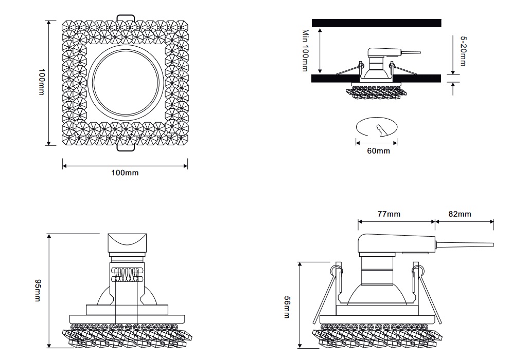 Trio Leuchten 651800152 DOLOMITE - Podhledové moderní svítidlo v lesklém chromu, 1 x GU10, 10 x 10cm