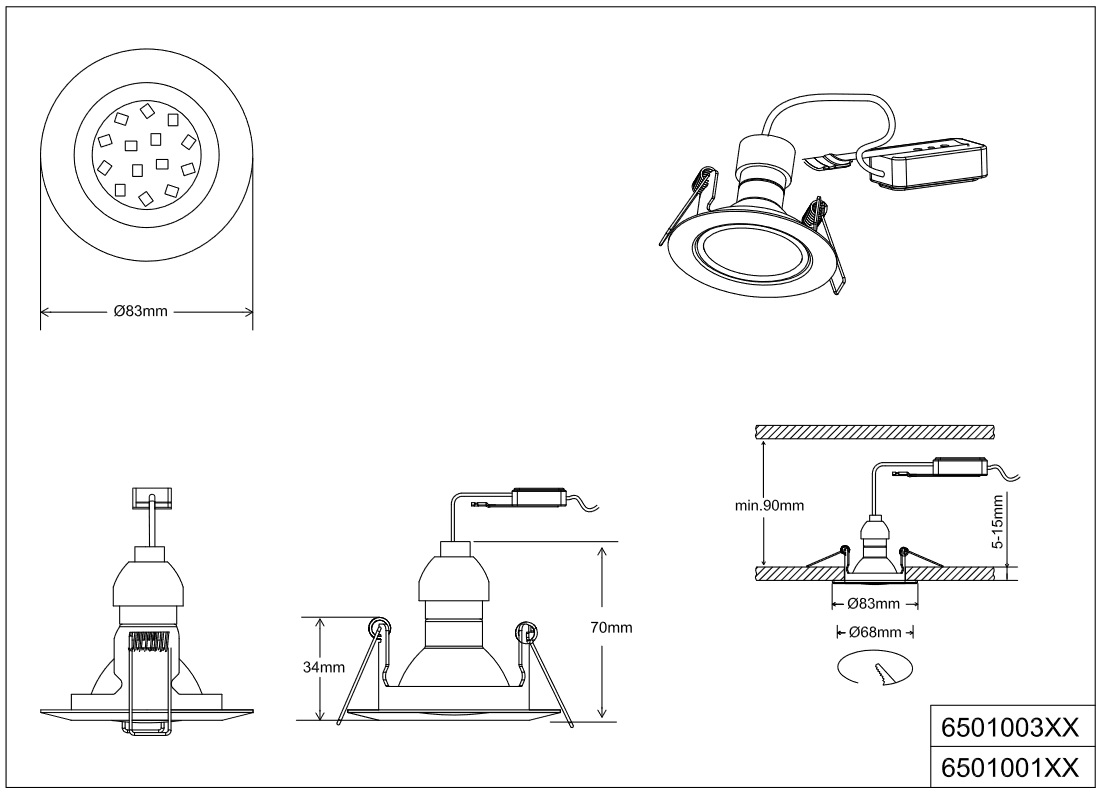 Trio Leuchten 650100106 JURA - Podhledové svítidlo v lesklém chromu, 1 x GU10, Ø 8,3cm