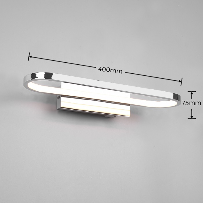 Trio Leuchten 283770106 GIANNI - Koupelnové LED nástěnné svítidlo s vypínačem, lesklý chrom 17W, 3000K, IP44, 40cm