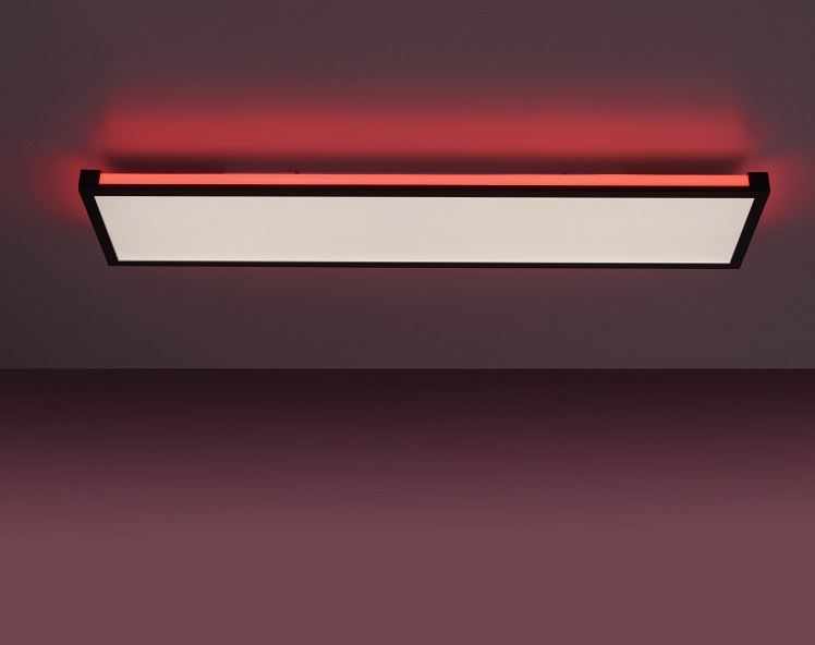 Leuchten Direkt 11622-18 MARIO - LED stropní svítidlo v černé barvě s dálkovým ovladačem, LED 24W, 2700-5000K + RGB, 100 x 25cm