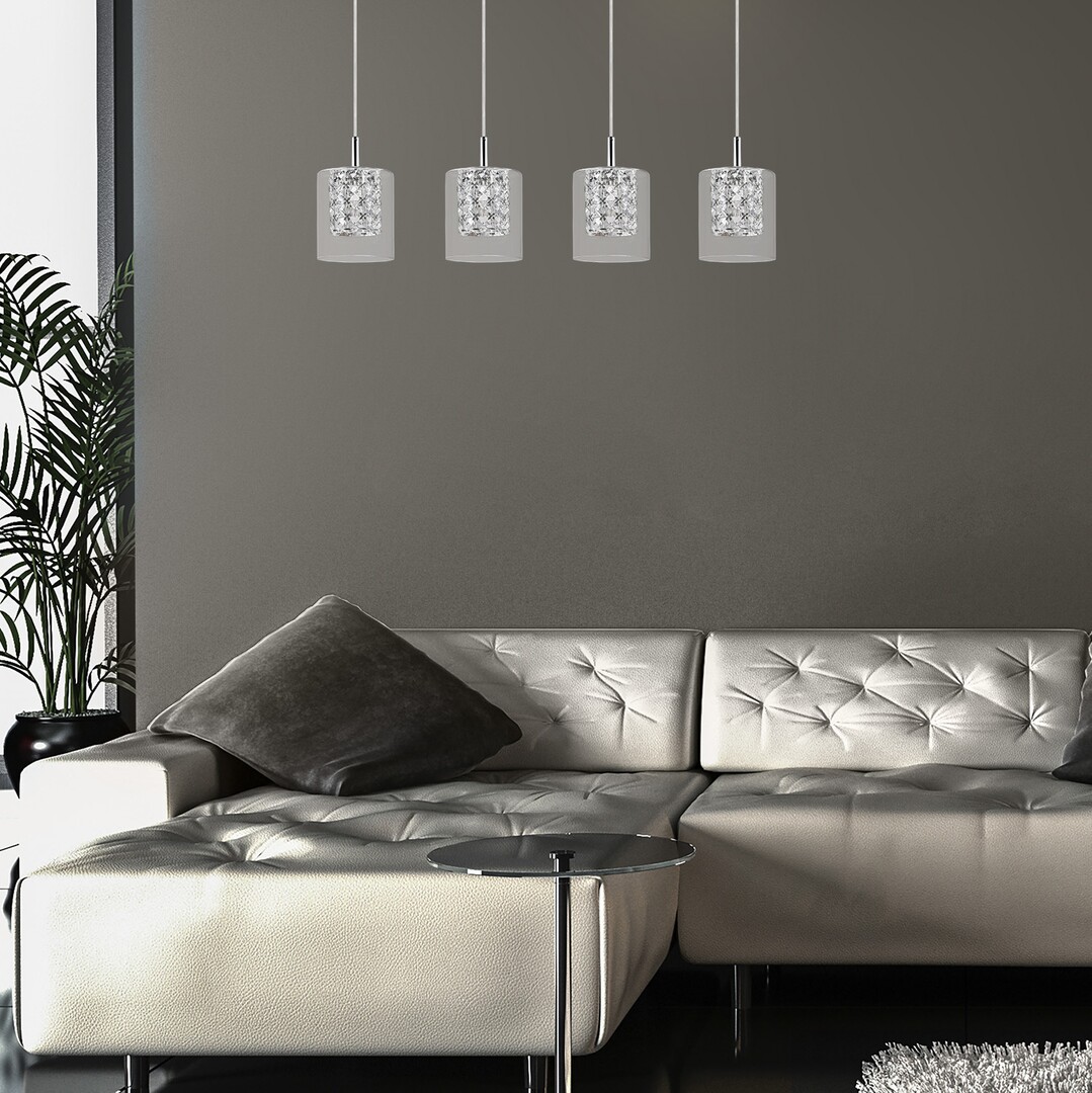 Rabalux 3116 DUCHESS - Závěsný čtyřramenný lustr se stínidly s kříšťálovým vnitřkem, 4 x G9, 72cm