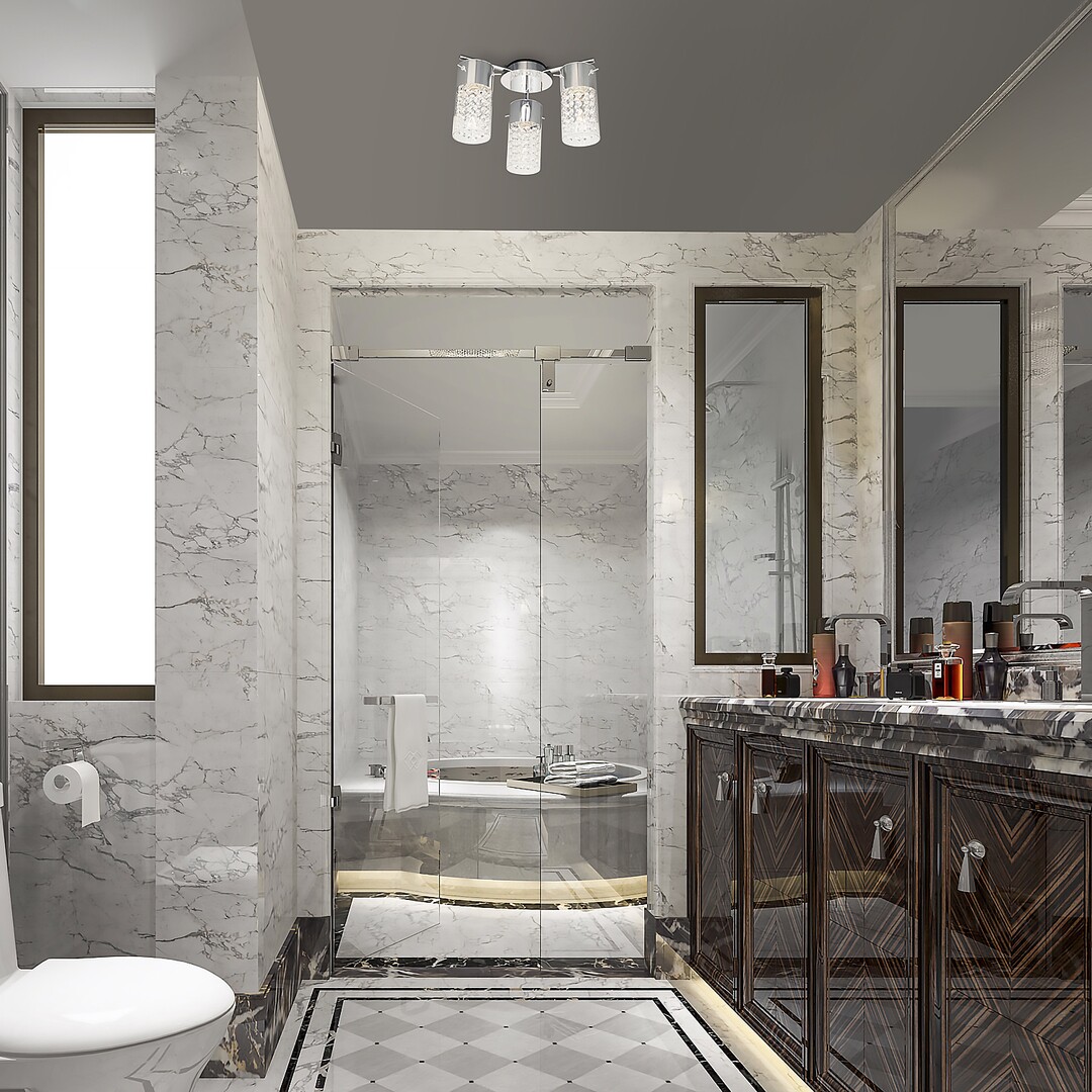 Rabalux 2195 NIAGARA - Stropní svítidlo do koupelny v moderním stylu, 3 x E14, IP44