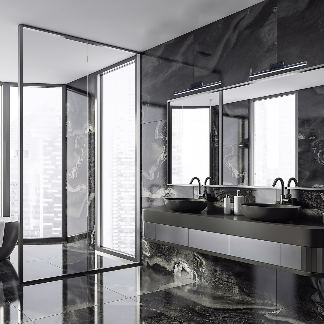 Rabalux 2167 EVAN - Nástěnné naklápěcí LED svítidlo do koupelny k zrcadlu v černé barvě, LED 18W, 4000K, 63cm, IP44