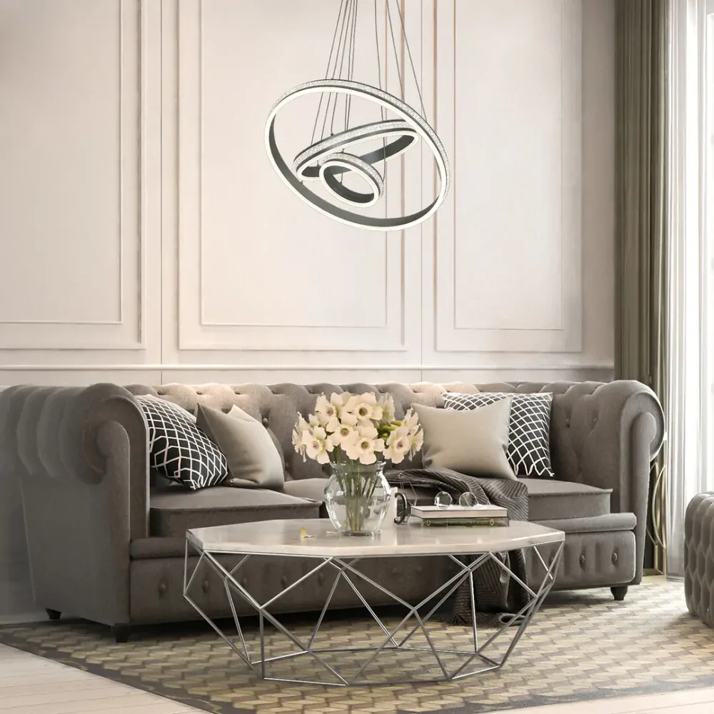 Rabalux 2230 AVALON - Závěsný moderní lustr s akrylovými krystalky, LED 75W, 4000K, Ø 60cm