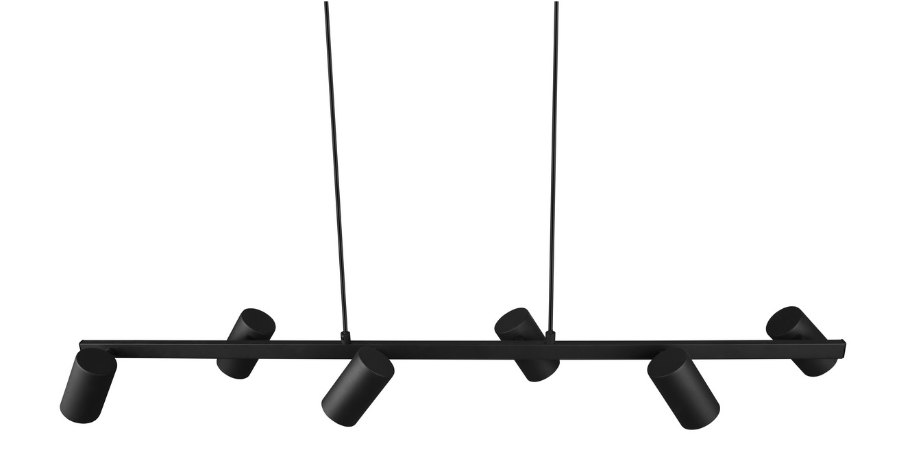 Trio Leuchten 302400632 MARLEY black  -Závěsný bodový lustr nad stůl v černé barvě, 6 x GU10, 115cm