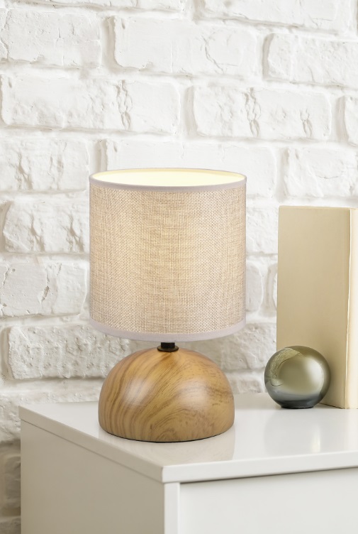 Trio Leuchten R50351035 LUCI - Stolní lampička s podstavcem v imitaci dřeva 1 x E14, 23cm