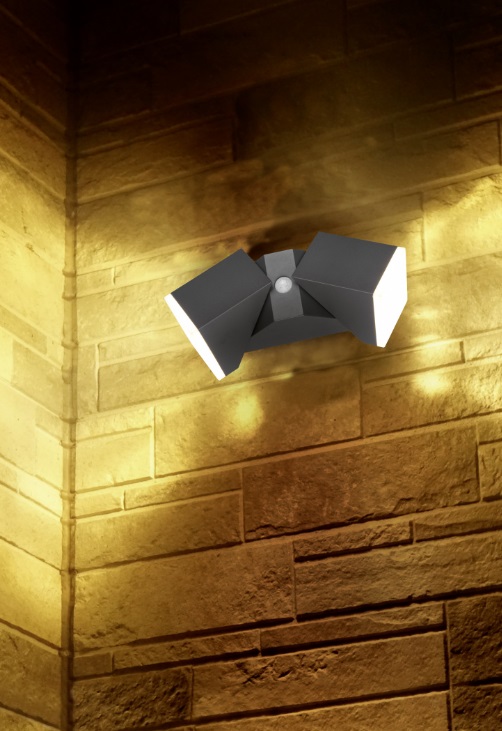 Trio Leuchten 270669242 AVON - Nástěnné venkovní svítidlo s natáčecí hlavou a senzorem pohybu, LED 2x7W, 3000K, IP54