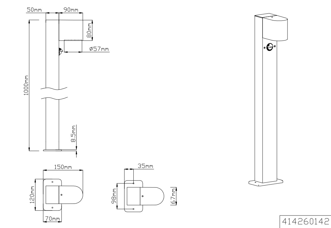 Trio Leuchten 414260142 ROYA - Stojací lampa na zahradu s čidlem pohybu 1 x GU10, 100cm, IP44