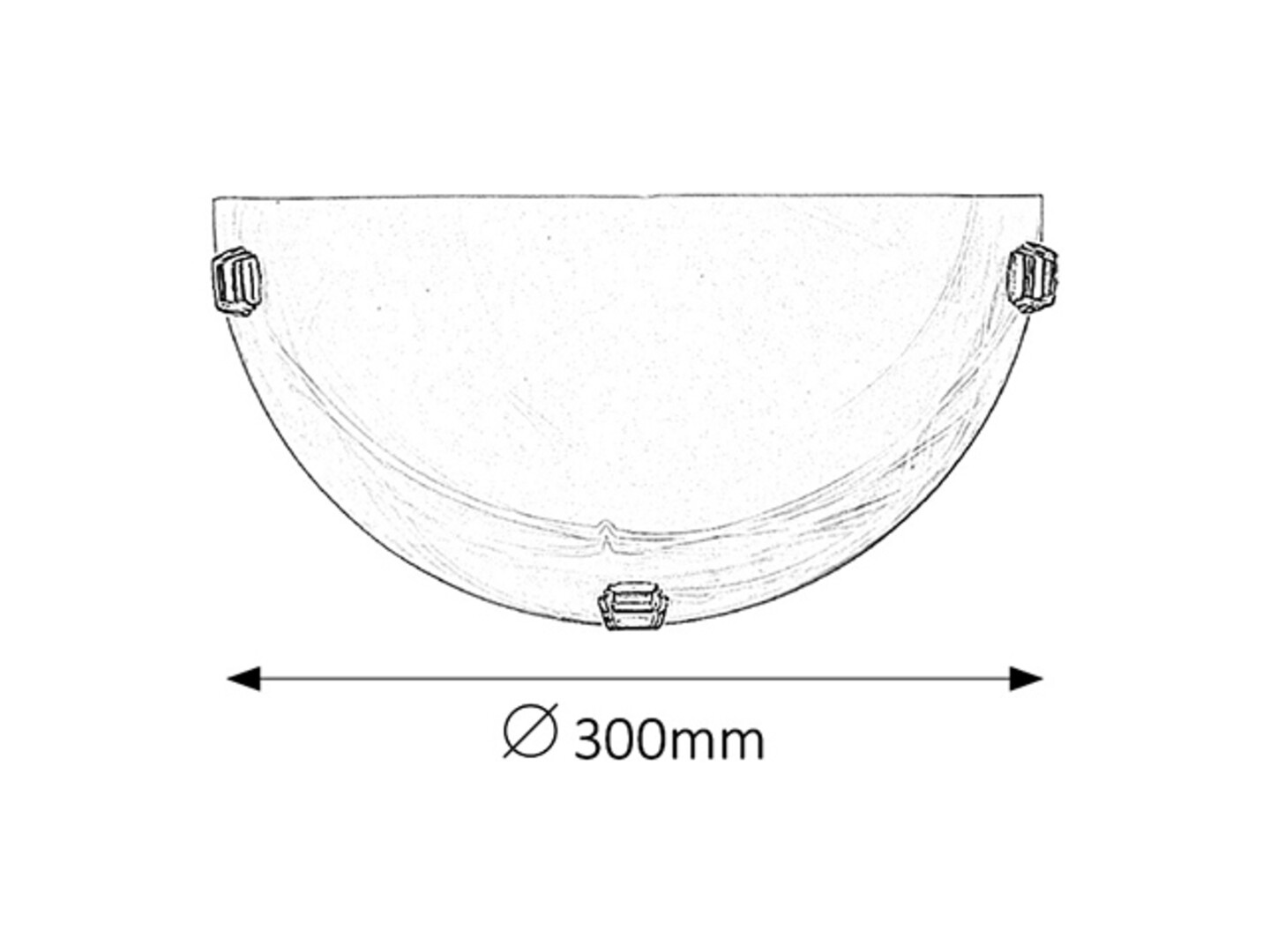Rabalux 3002 ALABASTRO - Nástěnné půlkulaté skleněné svítidlo, stříbrné packy 1 x E27
