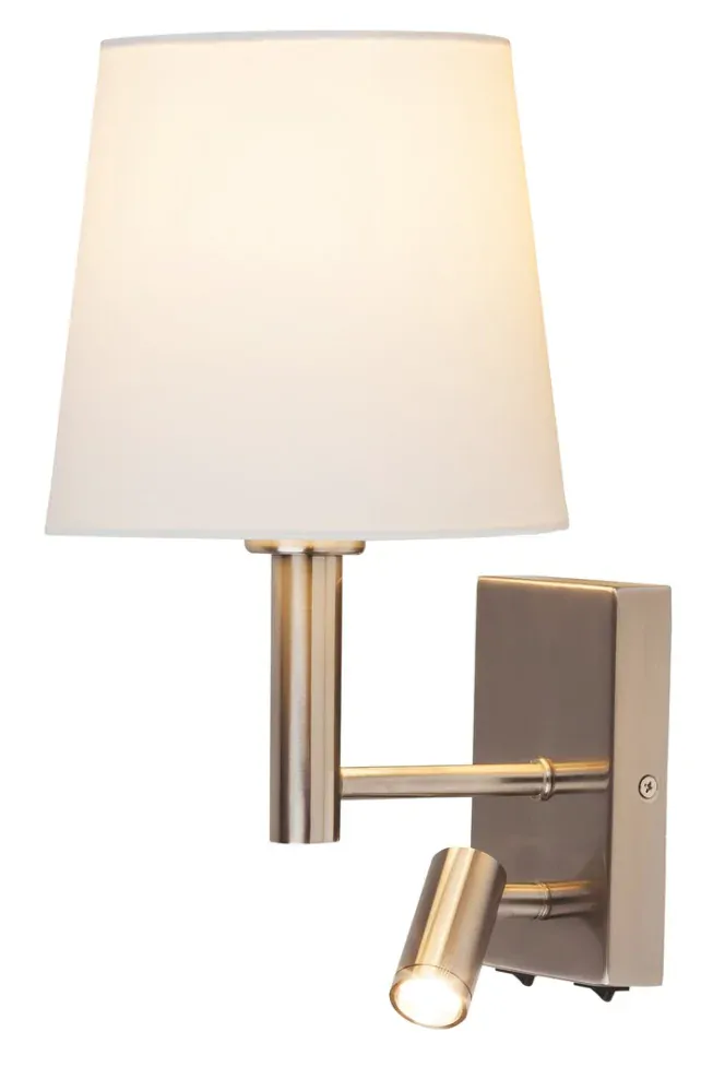 Rabalux 6539 HARVEY - Nástěnné svítidlo s textilním stínidlem a čtecí bodovkou, 1 x E27 + 3W LED 2800K