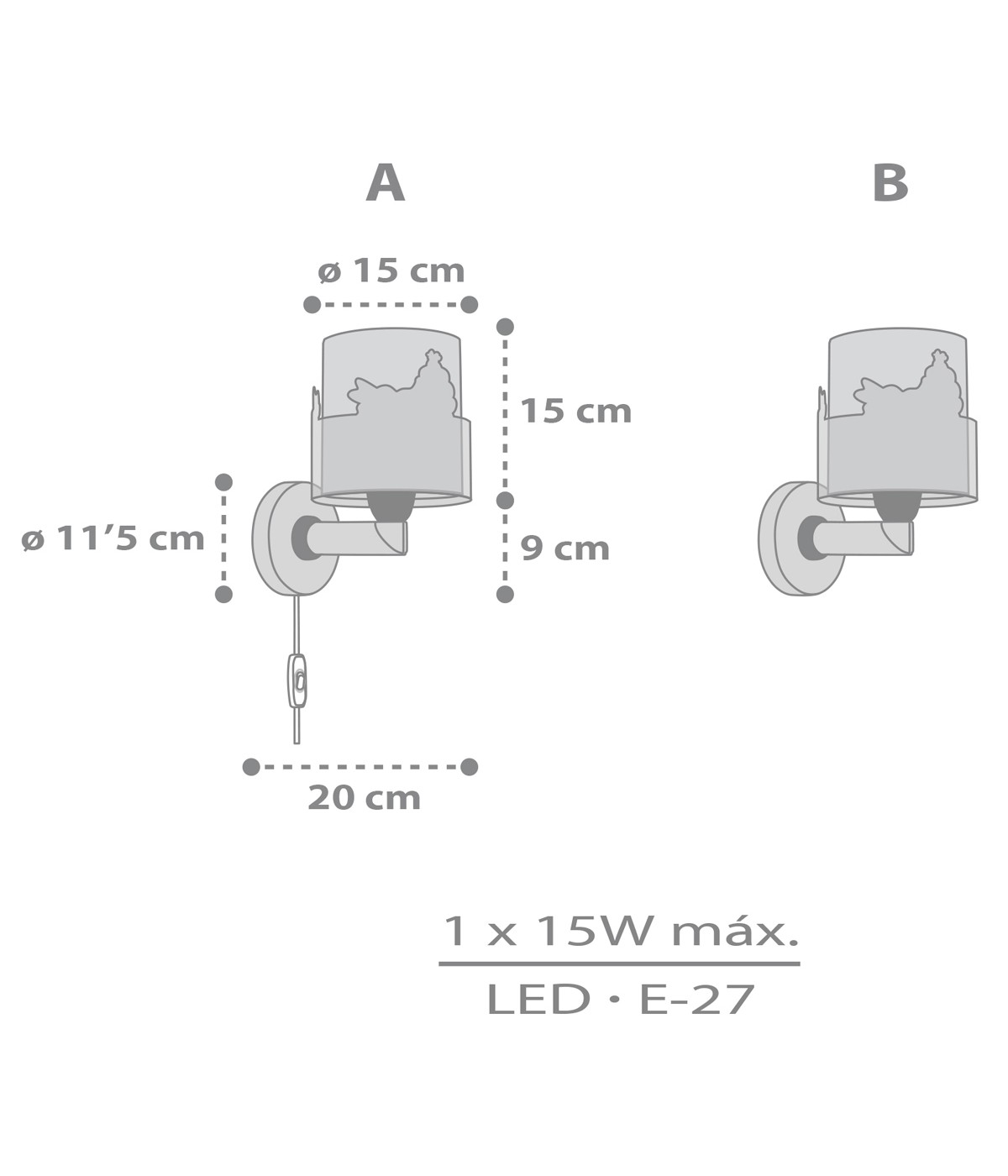Dalber 61279 LOVING DEER - Dětská nástěnná lampička se zvířaty s kabelem do zásuvky + Dárek LED žárovka