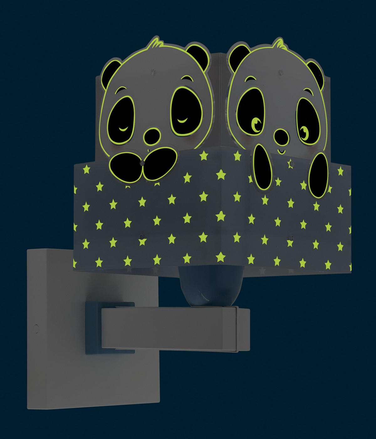 Dalber 63169T PANDA blue - Dětská fosforeskující nástěnná modrá lampička s kabelem do zásuvky + Dárek LED žárovka