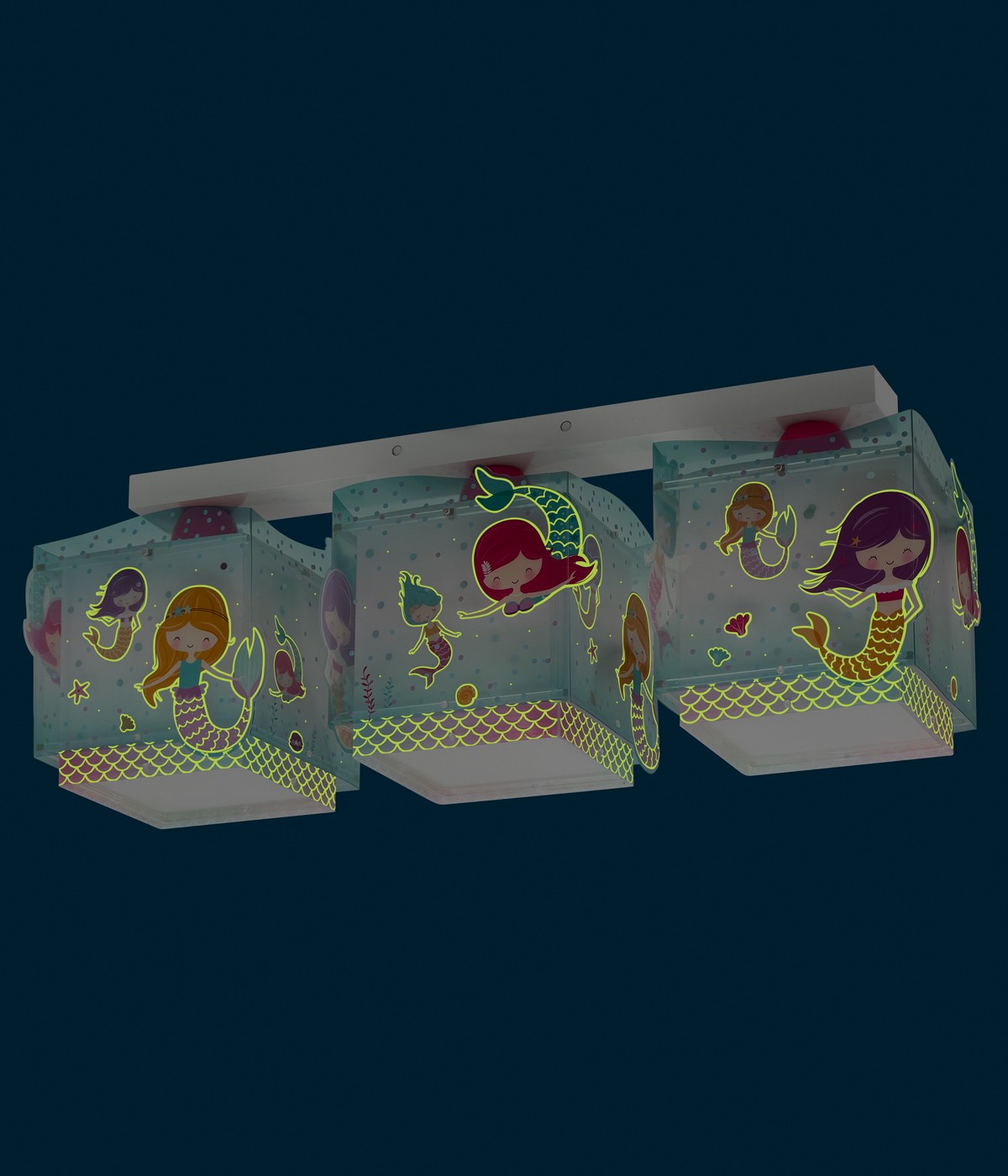 Dalber 63443 MERMAIDS - Dětské fosforeskující stropní svítidlo s motivem mořské víly + Dárek 3x LED žárovka