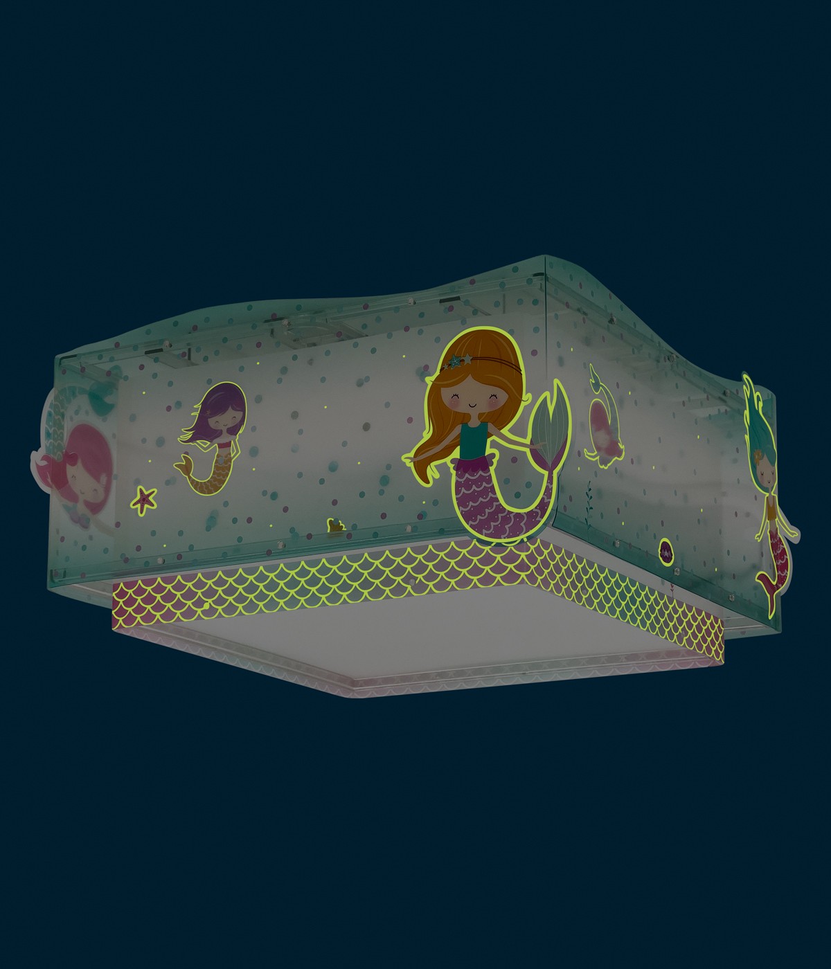 Dalber 63446 MERMAIDS - Dětské fosforeskující stropní svítidlo s motivem mořské víly + Dárek 2x LED žárovka