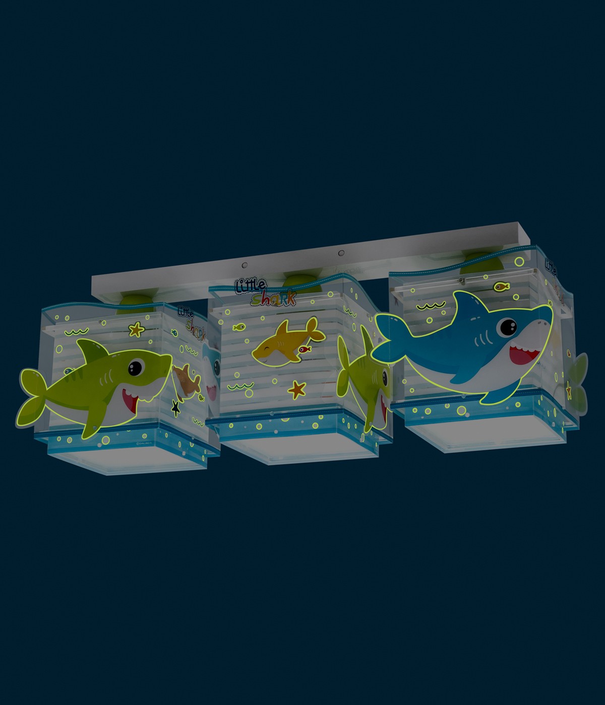 Dalber 63473 SHARKS - Dětské fosforeskující stropní svítidlo s motivem žraloků + Dárek 3x LED žárovka