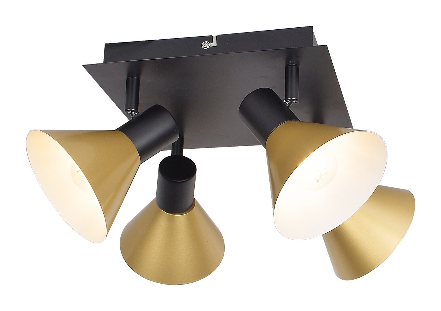 Rabalux 3159 ALVARO - Stropní svítidlo v černé barvě se zlatými stínidly, 4 x E14