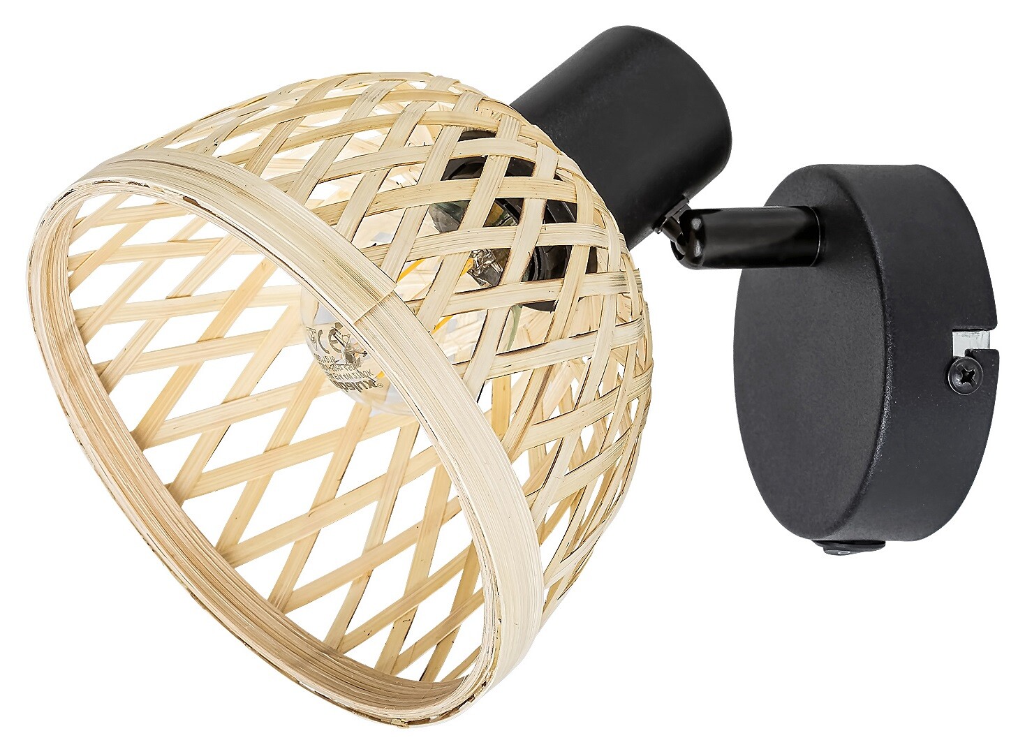 Rabalux 3133 RATTAN - Elegantní nástěnná lampička s ratanovým stínidlem, vypínač, 1 x E14