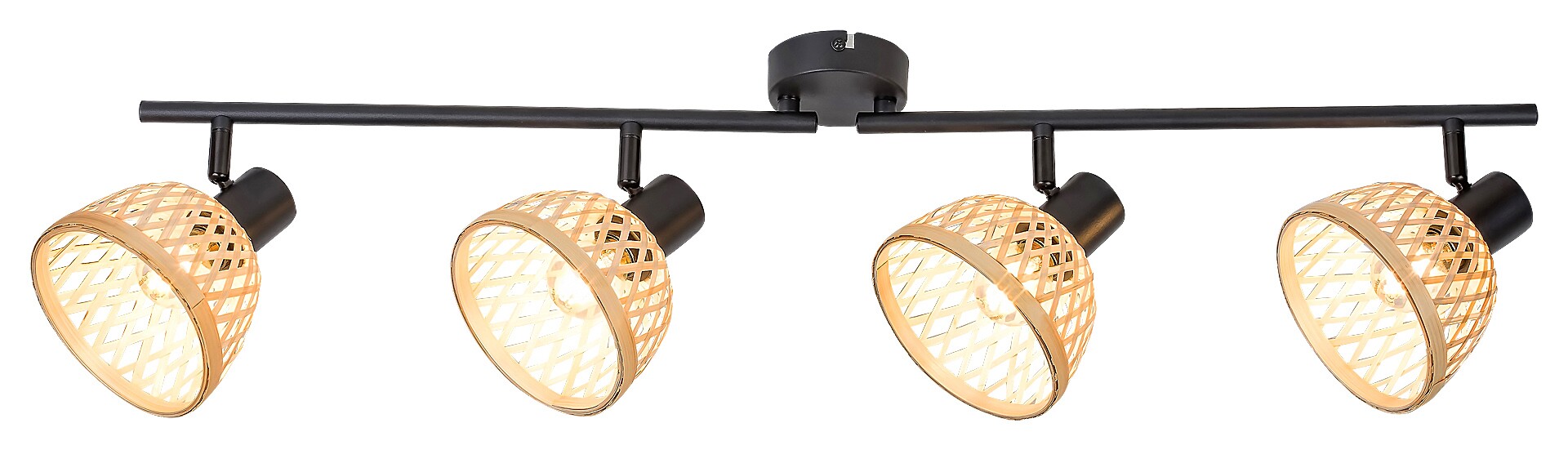 Rabalux 3136 RATTAN - Elegantní stropní lampa s ratanovými stínidly, 4 x E14, 82cm