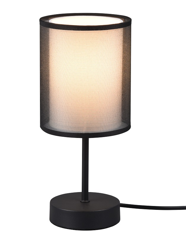 Trio Leuchten 511400132 BURTON - Stolní moderní lampa v černé barvě s dvojtým stínidlem, 1 x E14, 28cm