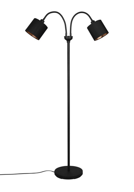 Trio Leuchten R46332079 TOMMY - Moderní dvouramenná stojací čtecí lampa s husími krky 2 x E14, 130cm výška / černo zlatá