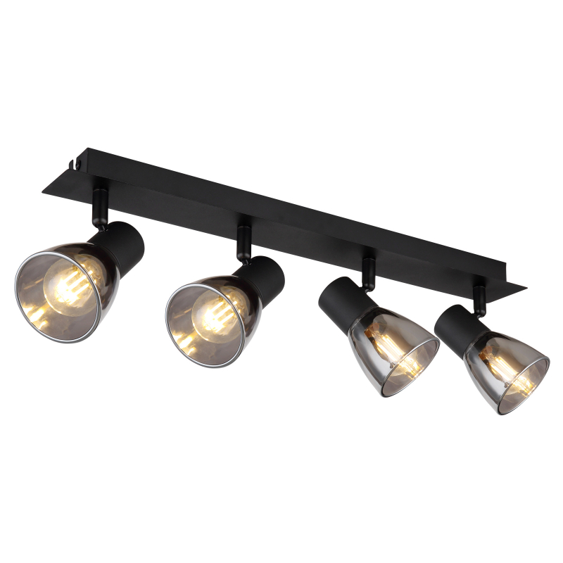 Globo 54307-4 CLAUDE - Stropní bodové svítidlo v černé barvě s kouřovými skly, 4 x E14, 50cm