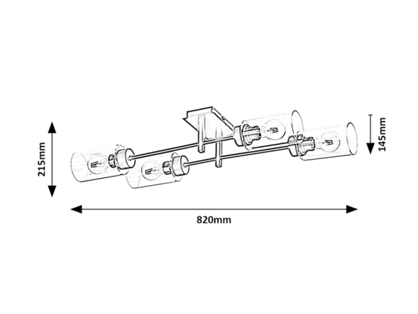 Rabalux 2672 PRUDENCE - Černý přisazený lustr 4 x E27, 82 x 21cm