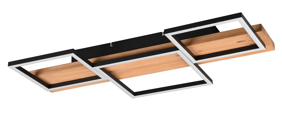 Trio Leuchten 622910332 HARPER - Stropní lustr se dřevěnou lištou, stmívatelný klasickým vypínačem, LED 30W, 3000K, 4000lm, 65 x 34cm