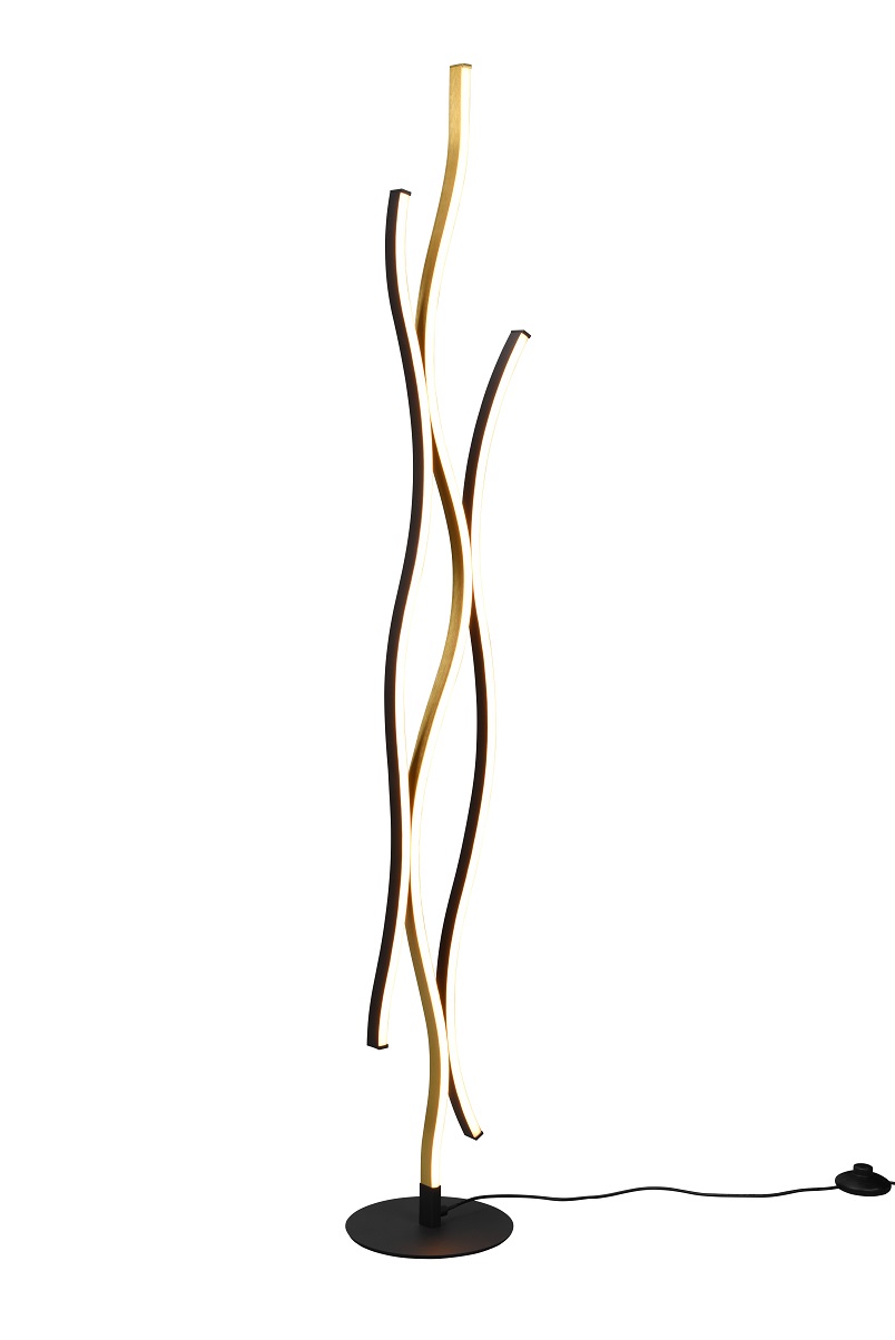 Trio Leuchten 441210308 BLAZE - Stmívatelná LED stojací lampa se změnou barvy světla, LED 28W, 2300+3000+4000K, 138cm, mosaz + černá