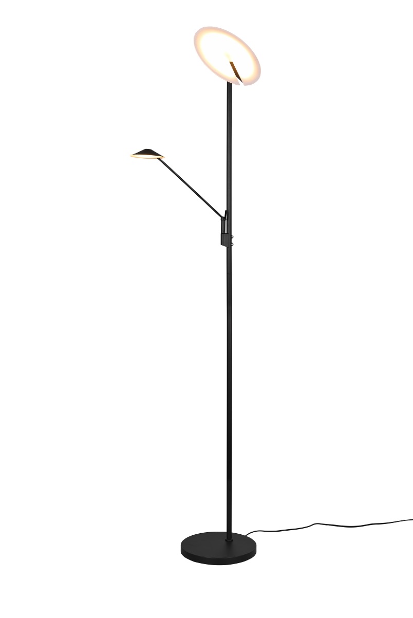 Trio Leuchten 425610232 BRANTFORD - Stmívatelná stojací lampa s možnosti změny barvy světla 2700 + 3200 + 4000K, výška 180cm, matná černá