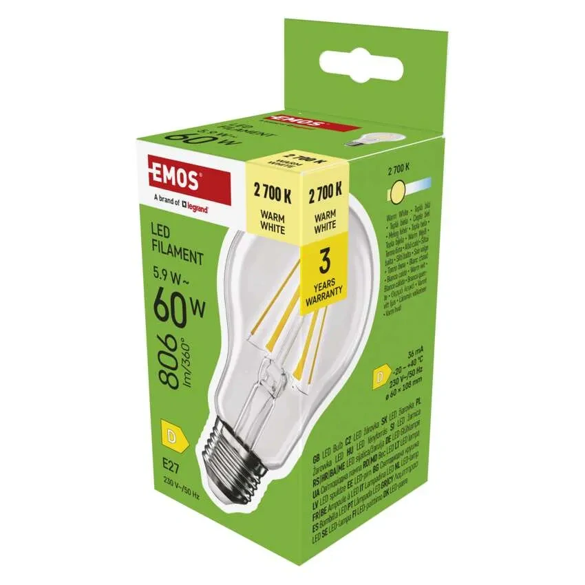 EMOS ZF5D42 CRYSTAL RETRO - Retro LED žárovka 5,9W = 60W, LED filament E27